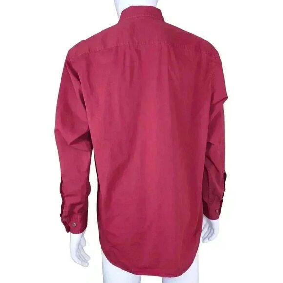 Redhead Large Mens Red 100% Cotton Utility Workwear Oxford Button Up Long Sleeve - Picture 7 of 10